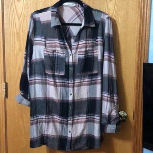 Burgundy plaid button up